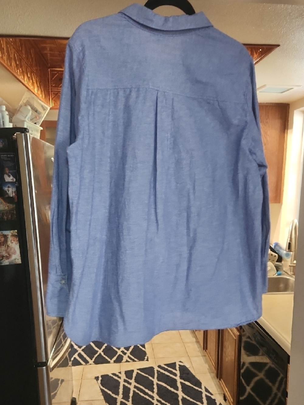MAX STUDIO Soft Chambray Blue Button-Front Shirt - Picture 5 of 7